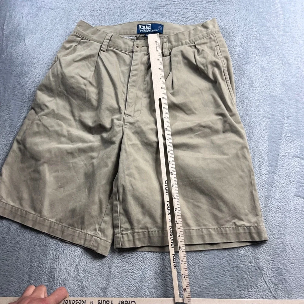 Polo Ralph Lauren Mens 30 Tyler Short Khaki Tan Pleated Chino Cotton Twill